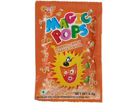 Geef Magic Pops Orange Flavor Popping Candy, 5.5 g