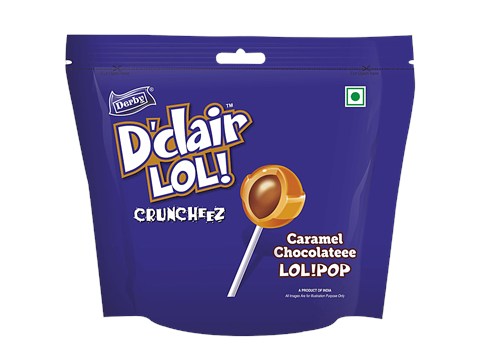 DERBY Dclair Lollipop Cruncheez - Caramel Chocolate, 130 g