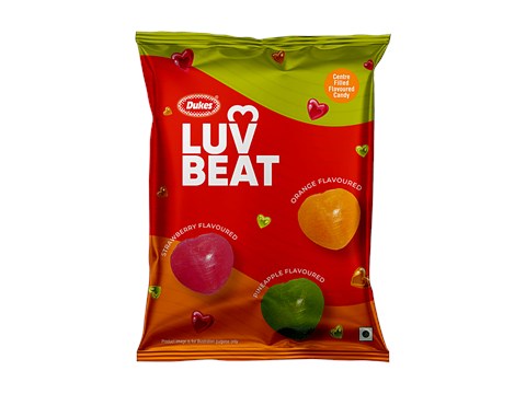 Dukes  Luv Beat Centre Filled Assorted Flavour Candies, 360 g