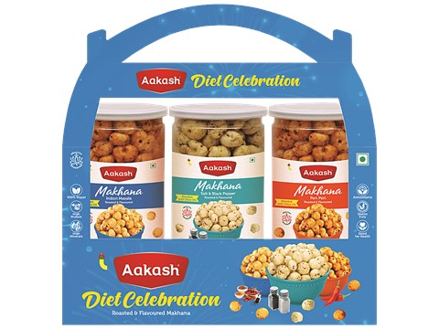 Aakash Diet Celebration Gift Pack - Roasted & Flavoured Makhana, Vegan, Gluten Free, 240 g