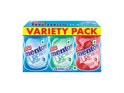 Mentos Pure Fresh Breath Chewing Gum - Assorted Flavours, 58.5 g