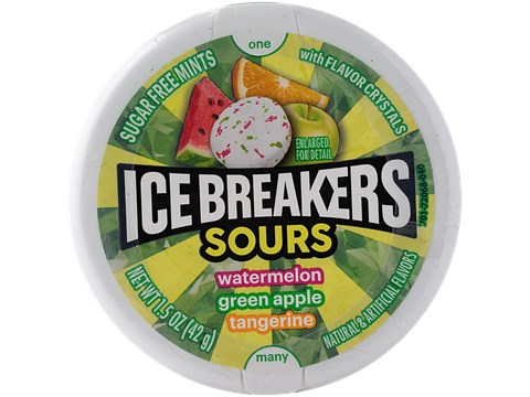 Ice Breakers Imported Sours Sugar Free Mints With Flavour Crystals, 42 g