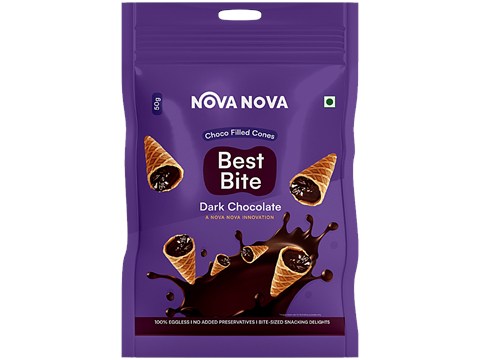 Nova Nova  Best Bite Dark Chocolate Choco Filled Cones, 50 g