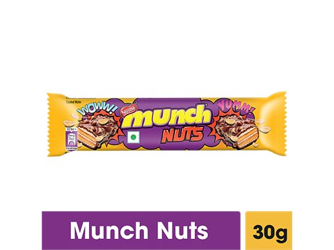 Nestle Munch Nuts Chocolate Coated Wafer, 30 g