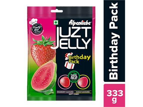Alpenliebe Juzt Jelly Strawberry & Guava Flavour Soft Candy - Assorted, Birthday Pack, 333 g
