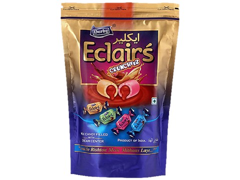 DERBY Eclairs Cruncheez Candy - Filled With Cream Centre, Assorted Flavours, 150 g