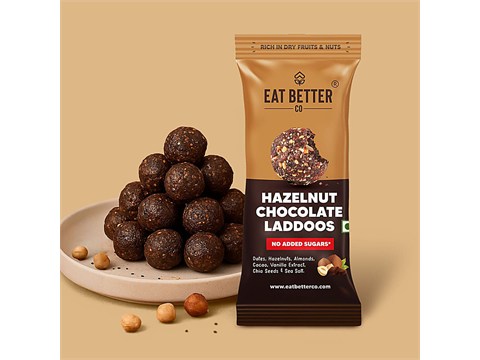 Eat Better Co Hazelnut & Chocolate Laddoos - No Added Sugar, 95% Dry Fruits, 40 g