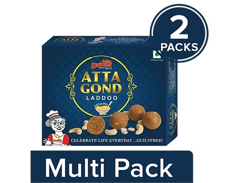 Daadi's Atta Gond Laddoo - Pure Ghee Preparation - Traditional Indian Sweet, 2x120 g