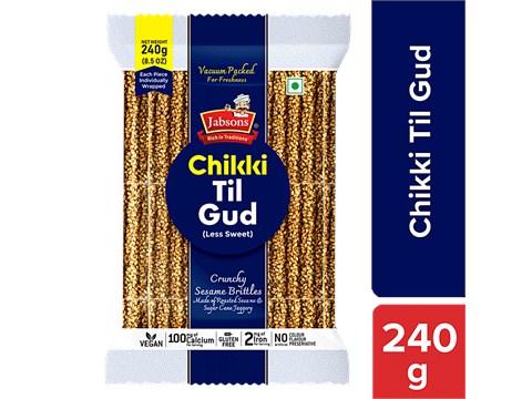 Jabsons Chikki Til Gud - Jaggery & Sesame Seeds Based Snack Bar, 240 g