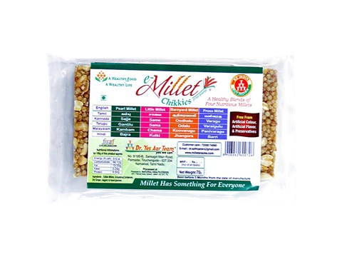 e-millet Chikkis - Pearl, Proso, Little, Barnyard, 70 g
