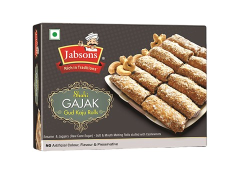 Jabsons Shahi Gajak Gud/Jaggery Kaju Rolls, 175 g