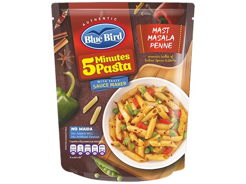 Blue Bird 5 Minutes Pasta Mast Masala Penne With Sauce Maker - Lip Smacking Taste, Rich In Carbohydrates & Proteins, 65 g