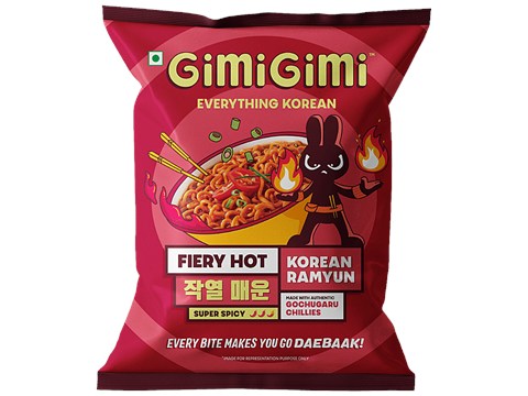GimiGimi Fiery Hot Super Spicy Korean Ramyun, 140 g
