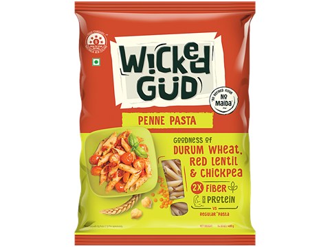 WickedGud Penne Pasta - Goodness Of Durum Wheat, Red Lentil & Chickpea, Rich In Fibre, Protein, 400 g
