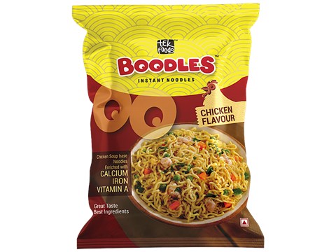 Boodles Instant Noodles - Chicken Flavour, Rich In Iron & Calcium, Soup Base, 50 g