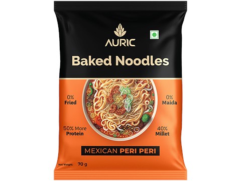 Auric Baked Noodles - Zero oil, No Maida, Mexican Peri Peri, 70 g