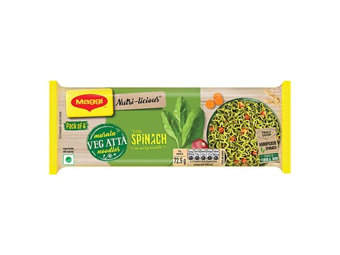 Maggi Nutri-Licious Masala Veg Atta Noodles - With Spinach, 290 g