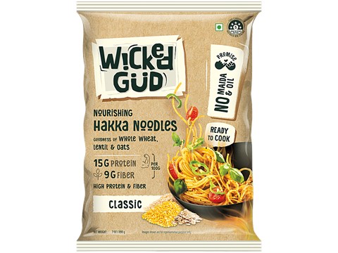 WickedGud Hakka Noodles - Classic, Goodness Of Whole Wheat, High In Protein, No Maida, 200 g