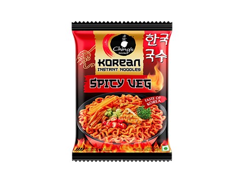 Ching's Secret Korean Spicy Veg Instant Noodles With Seasoning, 80 g