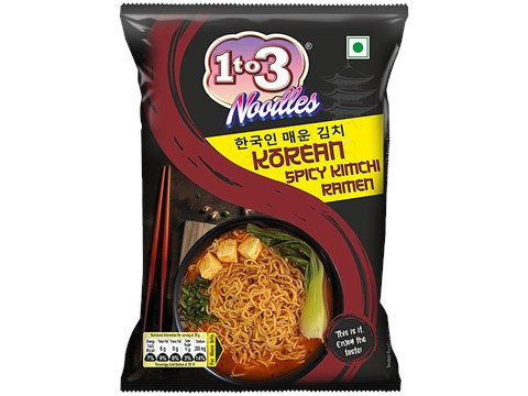 1to3 Noodles Korean Spicy Kimchi Ramen Noodles, 72 g