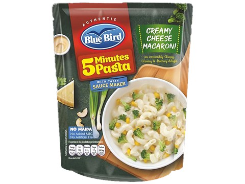 Blue Bird 5 Minutes Pasta Creamy Cheese Macaroni - Lip Smacking Taste, Rich In Carbohydrates & Proteins, 65 g
