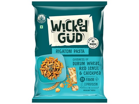WickedGud Rigatoni Pasta - Goodness Of Durum Wheat, Red Lentil & Chickpea, Rich In Fibre, Protein, 400 g