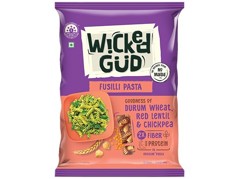 WickedGud Fusilli Pasta - Goodness Of Durum Wheat, Red Lentil & Chickpea, Rich In Fibre, Protein, 400 g