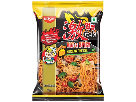 Nissin Geki - Hot & Spicy Korean Cheese Flavoured Ramen Instant Noodles, 80 g