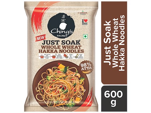 Ching's Secret Just Soak - Whole Wheat Hakka Noodles, 98% Atta, 600 g