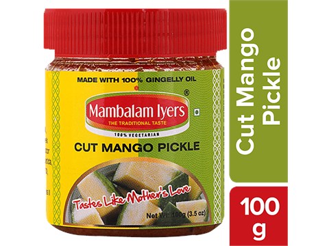 Mambalam Iyers Cut Mango Pickle - Made With Gingelly Oil, Sweet, Tangy, Spicy, No Preservatives, 100 g