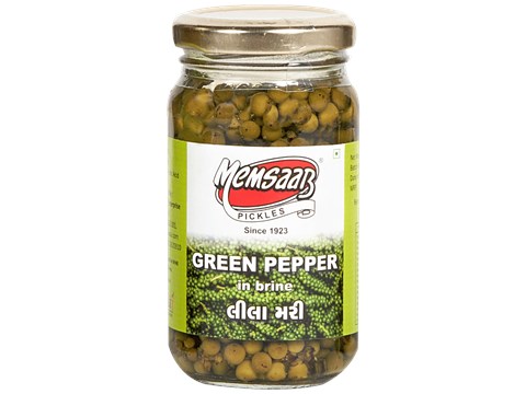 Memsaab Green Pepper Pickle - In Brine, Spicy & Sour, 200 g