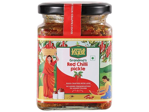 The Little Farm Co Grandma's Red Chilli Pickle - Fresh Aroma, Spicy, 300 g