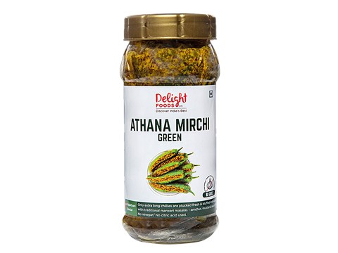 Delight Foods Athana Mirchi Green - Marwari Stuffed Chilli Pickle, 250 g