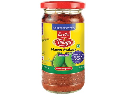 Swetha Telugu foods Mango Pickle - Without Garlic, 300 g
