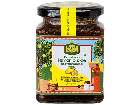 The Little Farm Co Grandma's Lemon Khatta Meetha Pickle - Authentic Taste & Flavour, 300 g