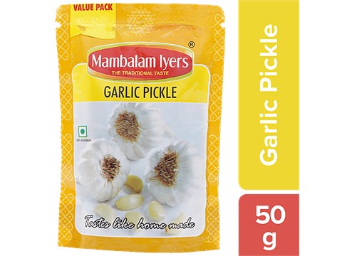Mambalam Iyers Garlic Pickle - Fresh Tangy & Spicy, No Preservatives, 50 g