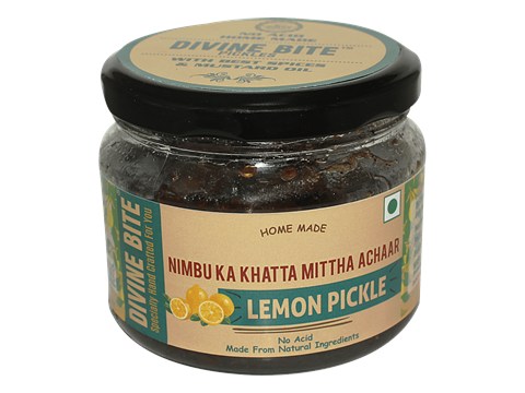 Divine Bite Lemon Sweet & Sour Pickle, 300 g