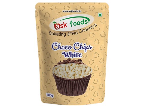Ask Foods Choco Chips - White, 100 g