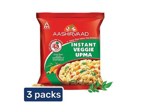 Aashirvaad Instant Veggie Upma, 3x60 g