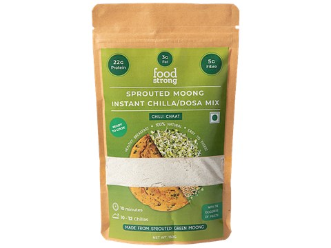 Foodstrong Sprouted Moong Chilla/Dosa Instant Mix With The Goodness Of Millets, 150 g