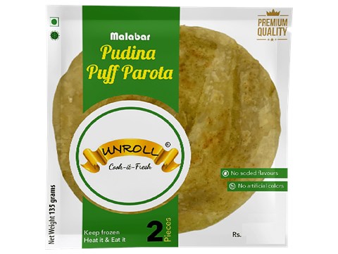 Unroll Pudina Puff Parota - Cook It Fresh, Healthy & Nutritious, 135 g
