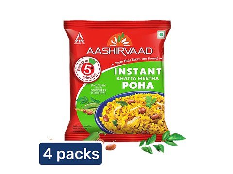 Aashirvaad Instant Khatta Meetha Poha, 4x60 g