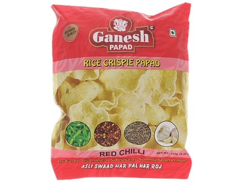 Ganesh Papad Papad - Red Chilly, Rice Crispy, 150 g