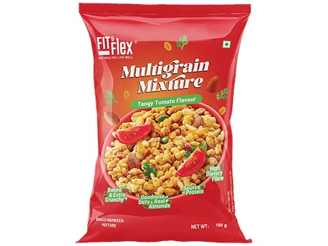 Fit & Flex Multigrain Mixture - Tangy Tomato Flavour, Baked, Extra Crunchy, Source Of Protein, 100 g