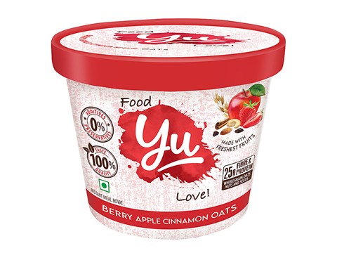Yu Berry Apple Cinnamon Instant Oats - Healthy Breakfast, Rich In Fibre, Protein, 55 g