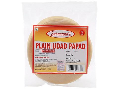 Saravanas Papad - Plain Urad, 100 g