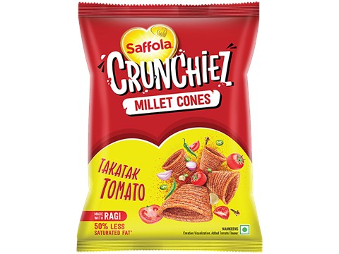 Saffola Crunchiez Millet Cones - Takatak Tomato, 70 g