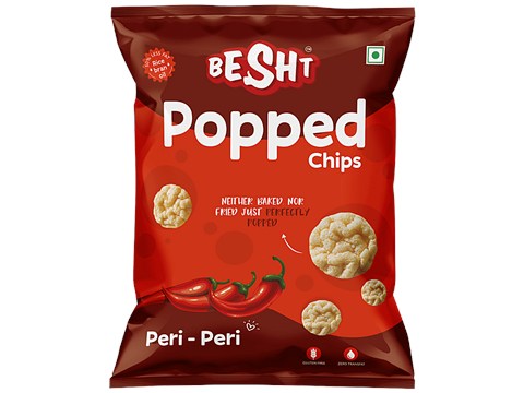 BESHT Popped Chips - Peri Peri, Made With Rice Bran Oil, Gluten Free, 55 g