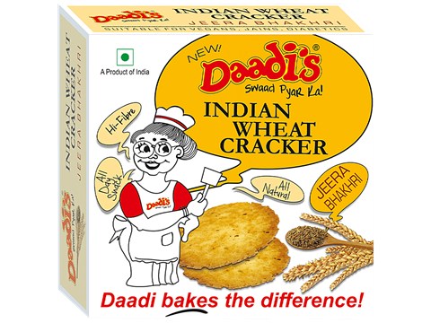 Daadi's Indian Wheat Cracker - Jeera Bhakhri, High In Fibre, All Natural, 180 g