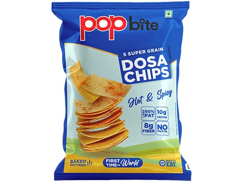 Pop Bite Hot & Spicy 5 Super Grain Dosa Chips, 60 g
